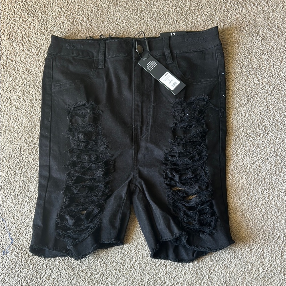 Fashion Nova Black Distressed Jean Shorts